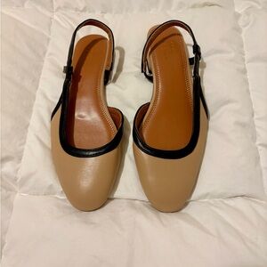 ASOS DESIGN Latte round toe slingback ballet shoes in beige